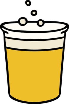 quirky hand drawn cartoon glass of beer vector
