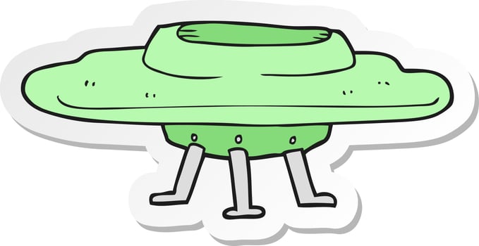sticker of a cartoon flying saucer vector