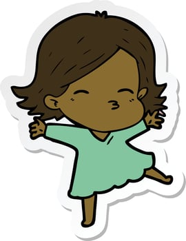 sticker of a cartoon woman vector