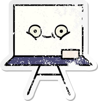 distressed sticker of a cute cartoon white board vector