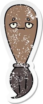 distressed sticker of a cute cartoon paint brush vector