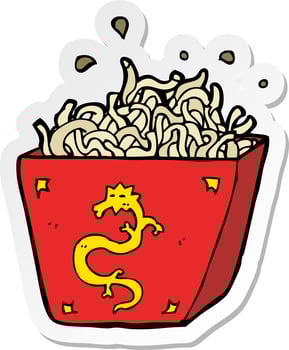 sticker of a cartoon noodle box vector