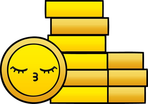 gradient shaded cartoon coins vector