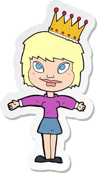 sticker of a cartoon person wearing crown vector