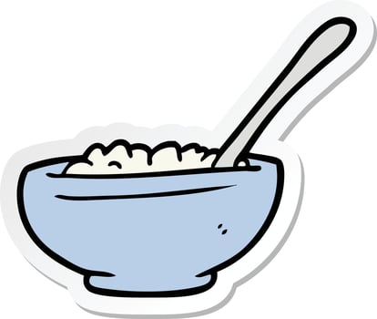 sticker of a cartoon bowl of rice vector