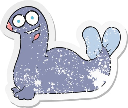 retro distressed sticker of a cartoon seal vector