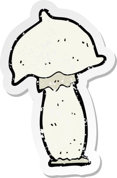 retro distressed sticker of a cartoon mushroom vector