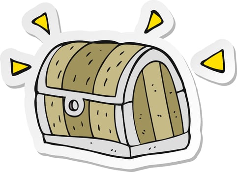 sticker of a cartoon treasure chest vector