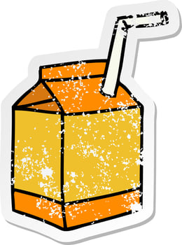 distressed sticker of a quirky hand drawn cartoon quirky hand drawn cartoon of juice vector