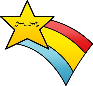 gradient shaded cartoon shooting rainbow star vector