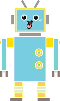 flat color retro cartoon robot vector