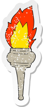 retro distressed sticker of a cartoon flaming torch vector