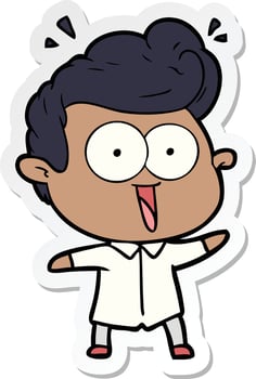 sticker of a cartoon excited man vector