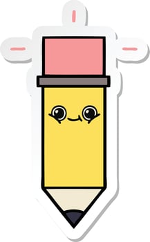 sticker of a cute cartoon pencil vector
