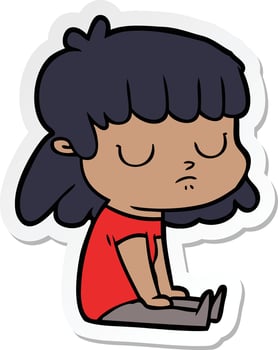 sticker of a cartoon indifferent woman vector