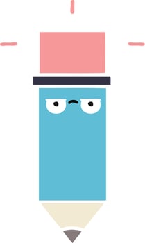 flat color retro cartoon pencil vector