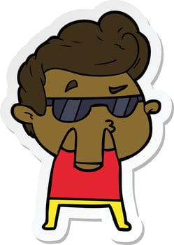sticker of a cartoon cool guy vector