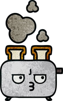 retro grunge texture cartoon of a toaster vector