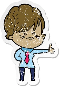 distressed sticker of a cartoon frustrated woman vector