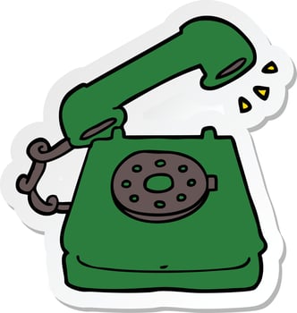sticker of a cartoon old telephone vector