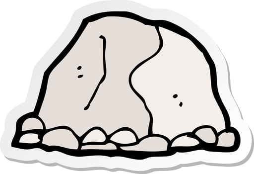 sticker of a cartoon large rock vector