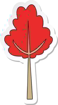sticker of a quirky hand drawn cartoon tree in fall vector