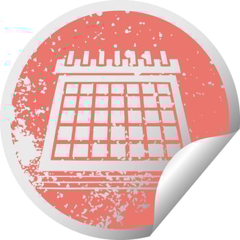 distressed circular peeling sticker symbol work calendar vector