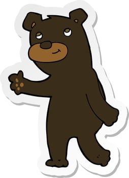 sticker of a cute cartoon black bear vector