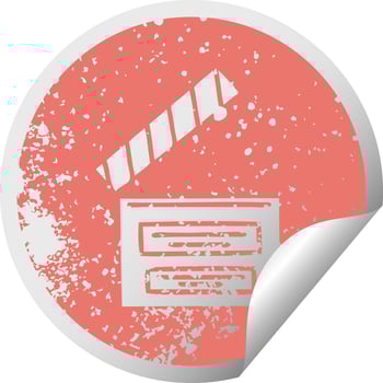 distressed circular peeling sticker symbol director clapper vector