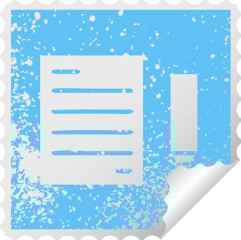 distressed square peeling sticker symbol pencil and paper vector