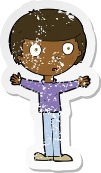 retro distressed sticker of a cartoon surprised man vector