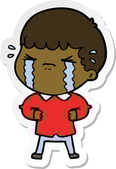 sticker of a cartoon man crying vector