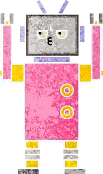 retro illustration style cartoon robot vector