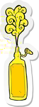 sticker of a cartoon mustard bottle vector