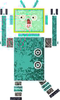 retro illustration style cartoon robot vector