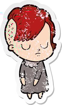 distressed sticker of a cartoon woman vector