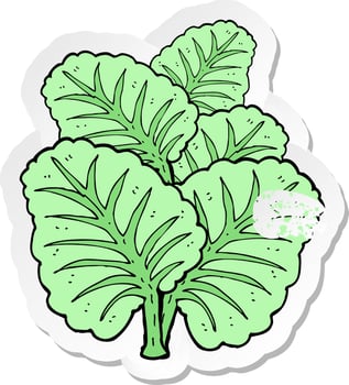 retro distressed sticker of a cartoon cabbage leaves vector