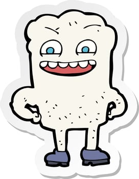 sticker of a cartoon happy tooth vector