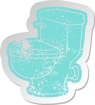 distressed old sticker of a bathroom toilet vector