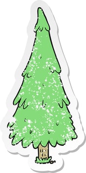 distressed sticker of a cartoon christmas tree vector