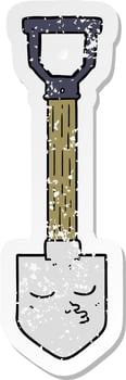 distressed sticker of a cartoon shovel vector