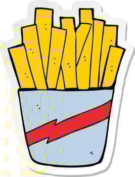 sticker of a cartoon box of fries vector