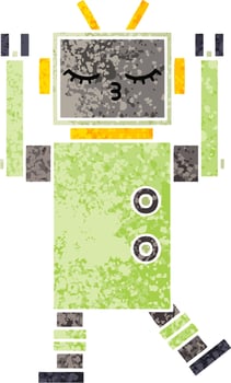 retro illustration style cartoon robot vector