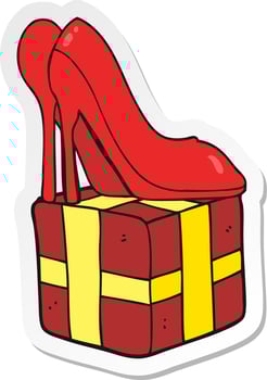 sticker of a cartoon high heel shoes gift vector