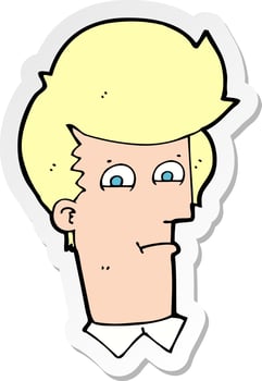sticker of a cartoon man narrowing eyes vector