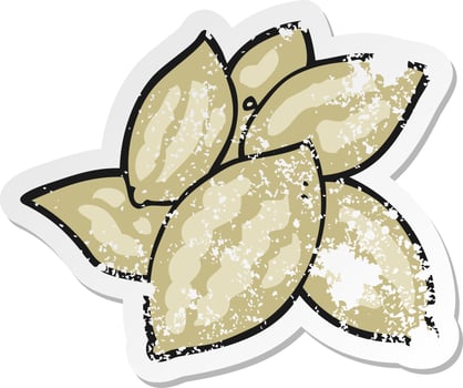retro distressed sticker of a cartoon almonds vector