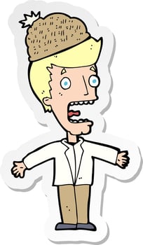 sticker of a cartoon man wearing winter hat vector