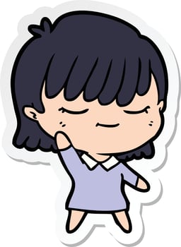 sticker of a cartoon woman vector