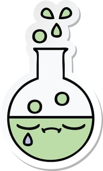 sticker of a cute cartoon test tube vector