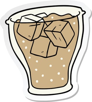 sticker of a cartoon glass of cola vector